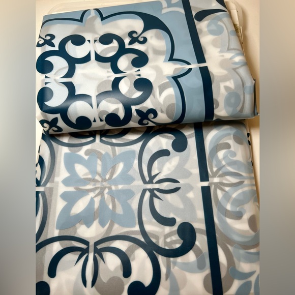 Mosaic Tiles Peva Shower Curtain Shades of Blue - Picture 4 of 9